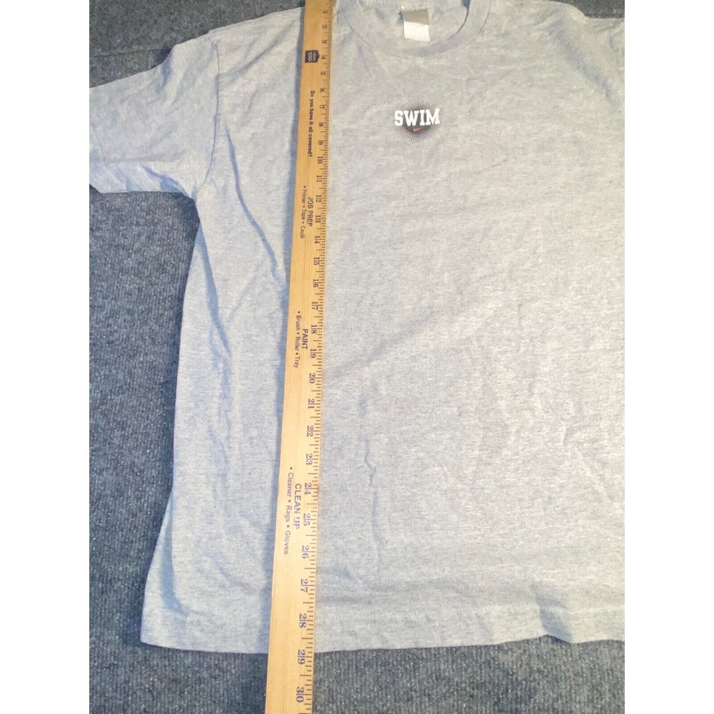 Nike Swim Tee Shirt XL Mens Gray Solid Stretch Regular Fit Crew Swoosh Logo - Picture 3 of 5